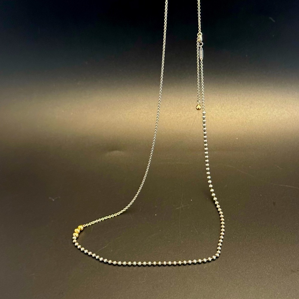 Tiffany & Co 18K Gold & Sterling Silver Mixed Bead Adjustable Chain. 30-28”